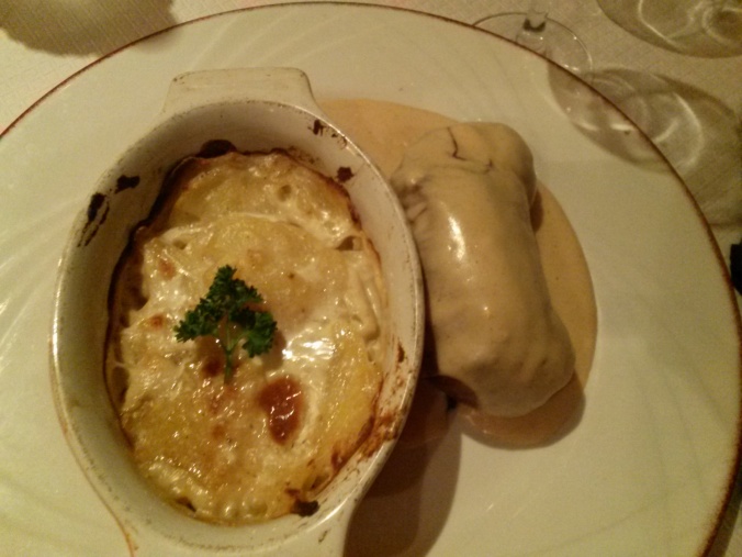 andouiette_sausage_with_cream_mustard_sauce_and_potato_gratin